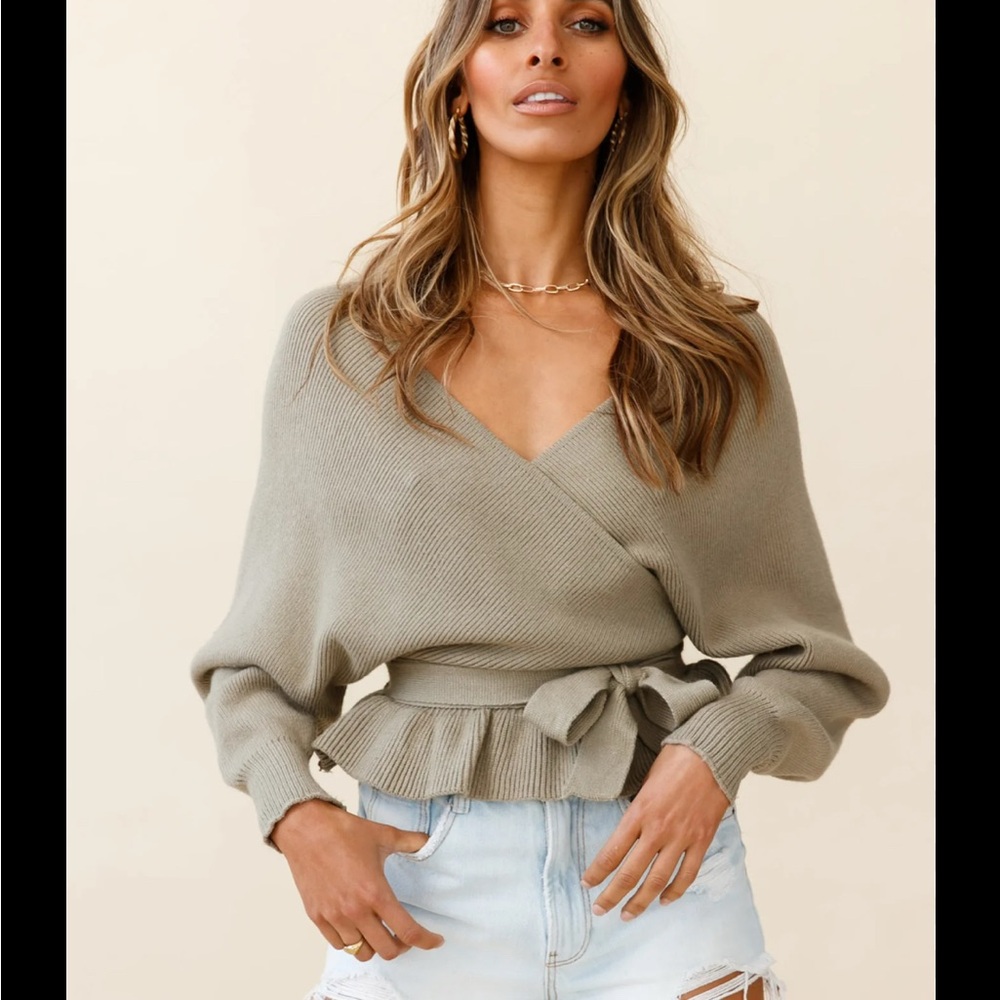 Glam Women's Taupe Wrap Sweater